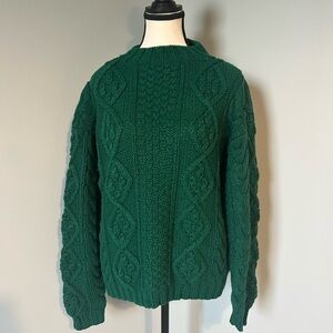Vintage Karuba Emerald Green Chunky Cable Knit Sweater - Size Small
